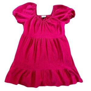 Universal Thread Small Hot Pink Linen Muslin Puffed Sleeve Dress
